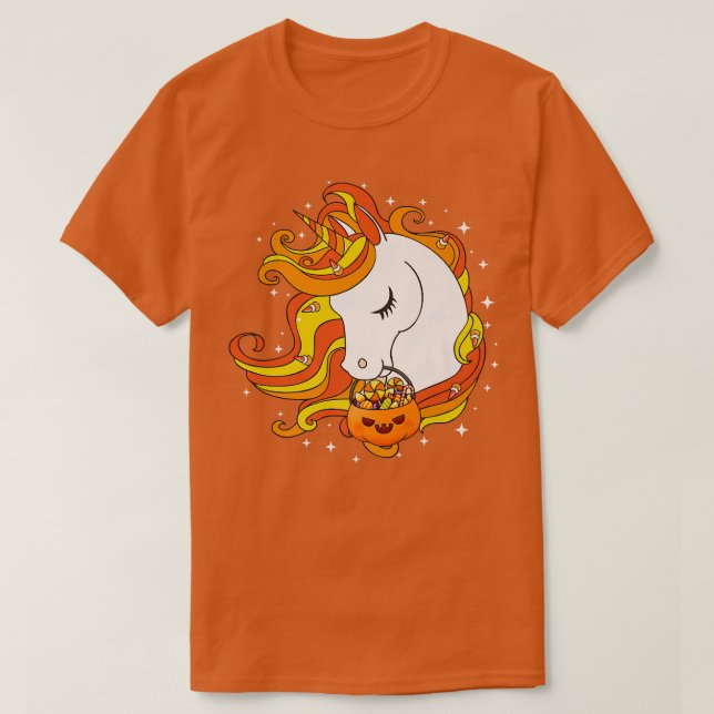 Cute Candy Corn Unicorn Halloween Top  (Diseño del anverso)