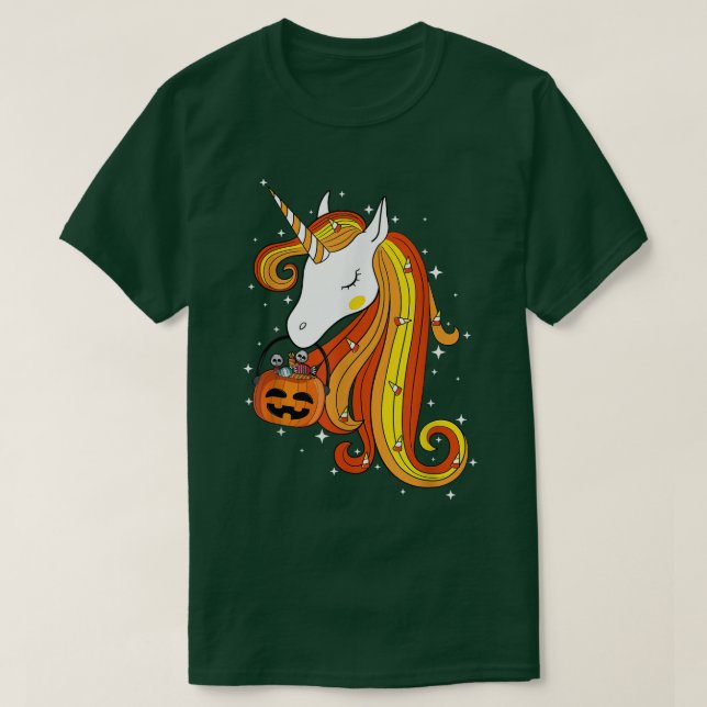 Cute Candy Corn Unicorn Halloween Top T-Shirt (Diseño del anverso)