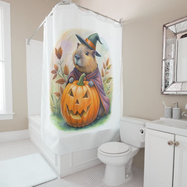 Cute Capybara Halloween Cortina de Ducha (In situ)
