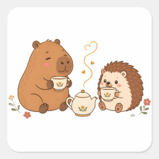 Cute Capybara Hedgehog Calcomanía Amigos Hora del 