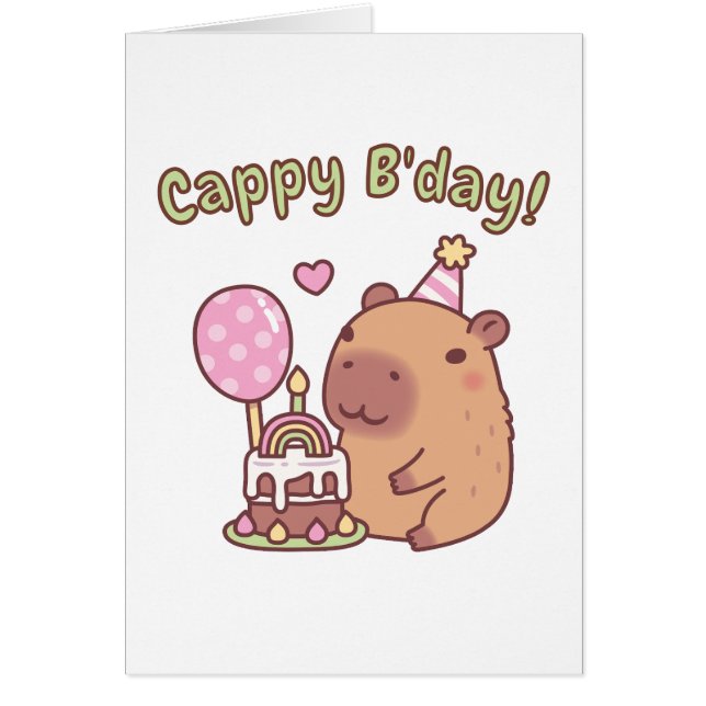 Cute Capybara Rainbow Birthday Cake Cappy Bday (Frente)