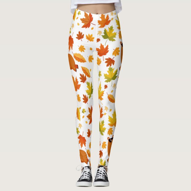Cute Capybara y Autumn deja leggings (Anverso)