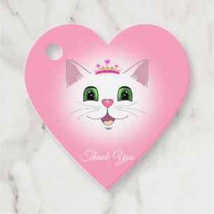 Cute cara de gato real con corona Gracias etiqueta