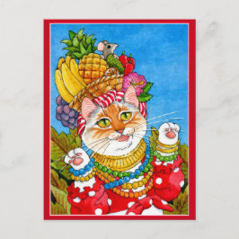 Cute Carmen Miranda gatito fantasía postal