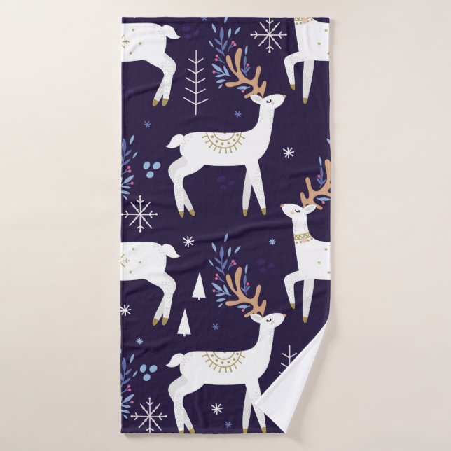 Cute cartoon deer seamless pattern, nursery backgr (Toalla de baño)