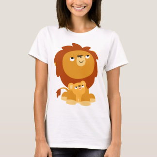 Cute Cartoon León Protector y Cachorro Camiseta pa