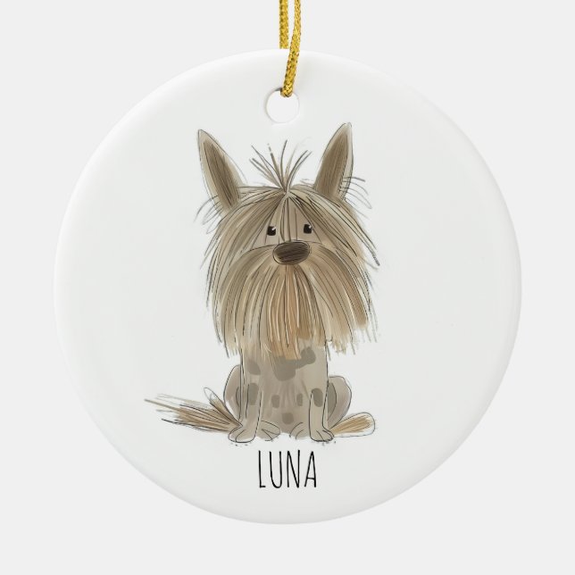 Cute Cartoon Perro Ornamento de Navidad (Frente)