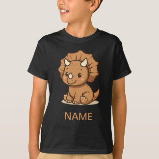 Cute Cartoon Triceratops Camiseta para Niños
