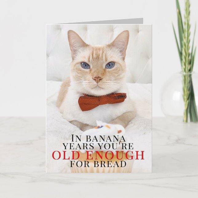 Cute Cat Banana Cake Snarky Tarjeta de felicitació (Anverso)