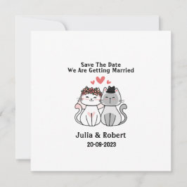 Cute Cat Bride y Boda Groom Salven la fecha