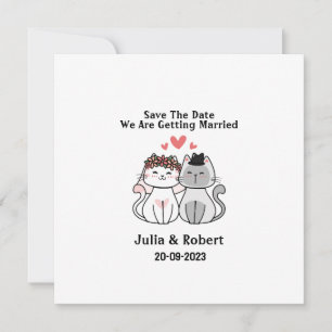 Cute Cat Bride y Boda Groom Salven la fecha