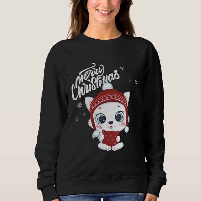 Cute Cat Christmas Top Kitten  Santa s Cat Charact (Anverso)
