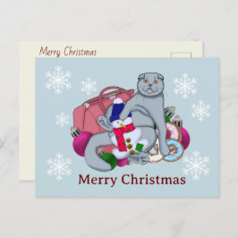 Cute cat felicita a Feliz Navidad y Año Nuevo