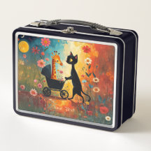 Cute Cat Giraffe Metal Lunch Box