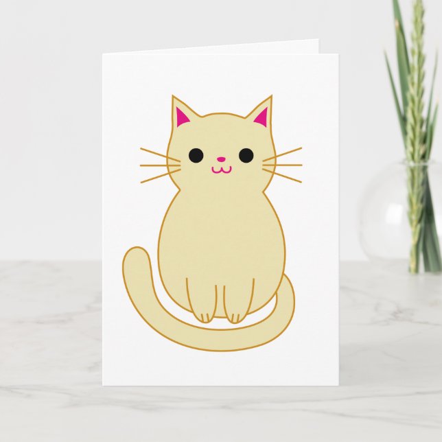 Cute Cat Gracias tarjeta (Anverso)
