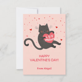 Cute Cat Kids Classroom Tarjeta de Nota de San Val