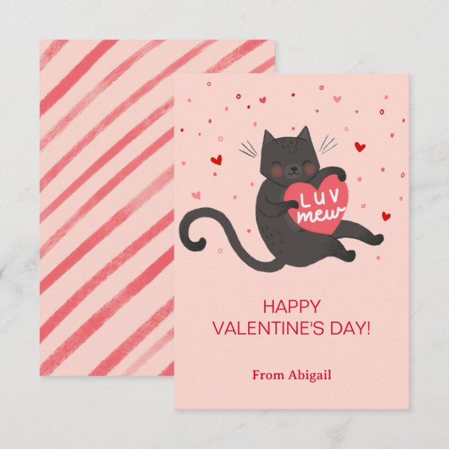 Cute Cat Kids Classroom Tarjeta de Nota de San Val (Anverso / Reverso)