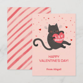 Cute Cat Kids Classroom Tarjeta de Nota de San Val