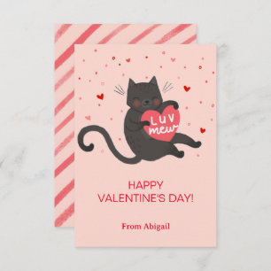 Cute Cat Kids Classroom Tarjeta de Nota de San Val