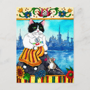 Cute Cat Mouse mito del folclore estonio postal
