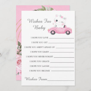 Cute Cat Pink Vintage Car Wiers For Baby Card