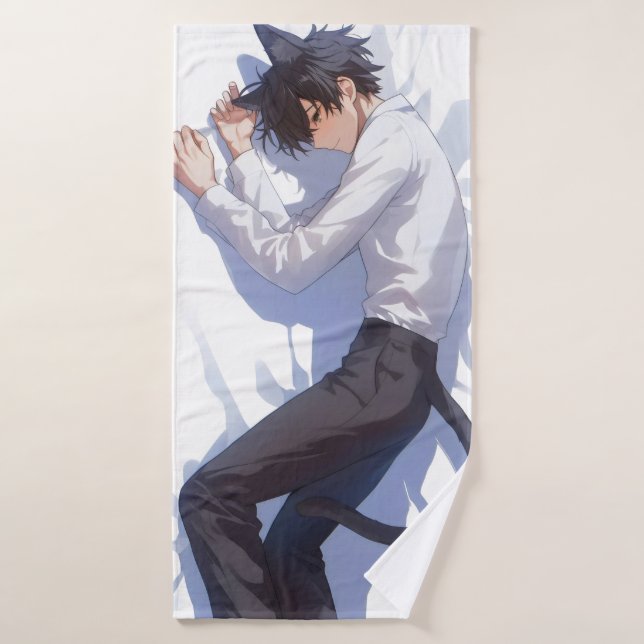 Cute Catboy Anime (Toalla de baño)