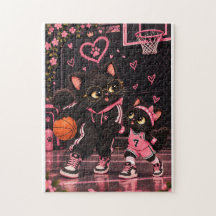 Cute Cats Basketball Puzzle - Pink Girls 