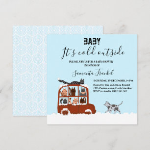 Cute Cats en coche Invitación de baby shower de in
