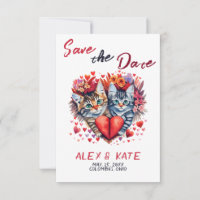 Cute Cats Wedding Save the Date Invitación