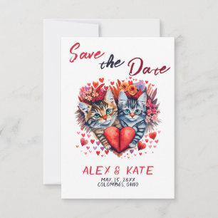 Cute Cats Wedding Save the Date Invitación