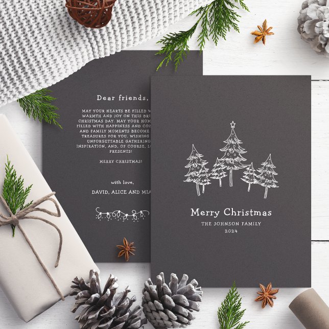 Cute Chalk Árboles de Navidad Blanco negro (Subido por el creador)