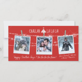 Cute Challah Days La La La 3-Photo Holiday Card