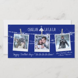 Cute Challah Days La La La 3-Photo Holiday Card