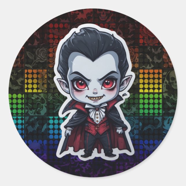 Cute Chibi Vampire Halloween Pegatina de personaje (Anverso)