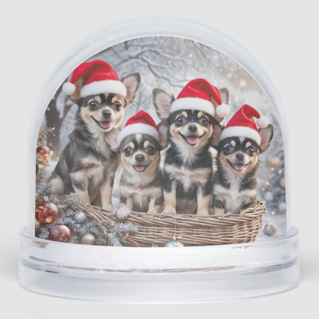 Cute Chihuahua Puppies Santa Hat  (Anverso)