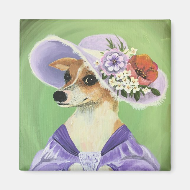 Cute Chihuahua Vestir el imán (Frente)