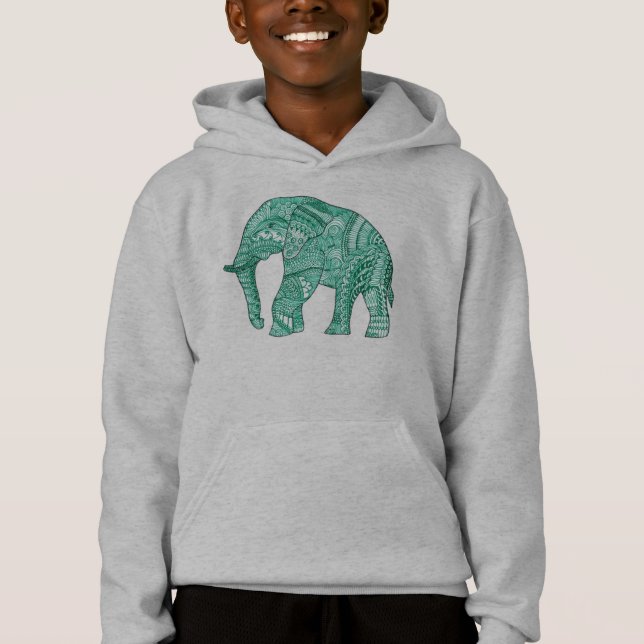 Cute Children's Patterned Elephant Pullover Hoodie (Anverso)