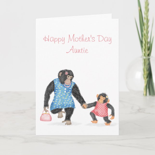 Cute chimpancé tarjeta del Día de la Madre para tí (Anverso)