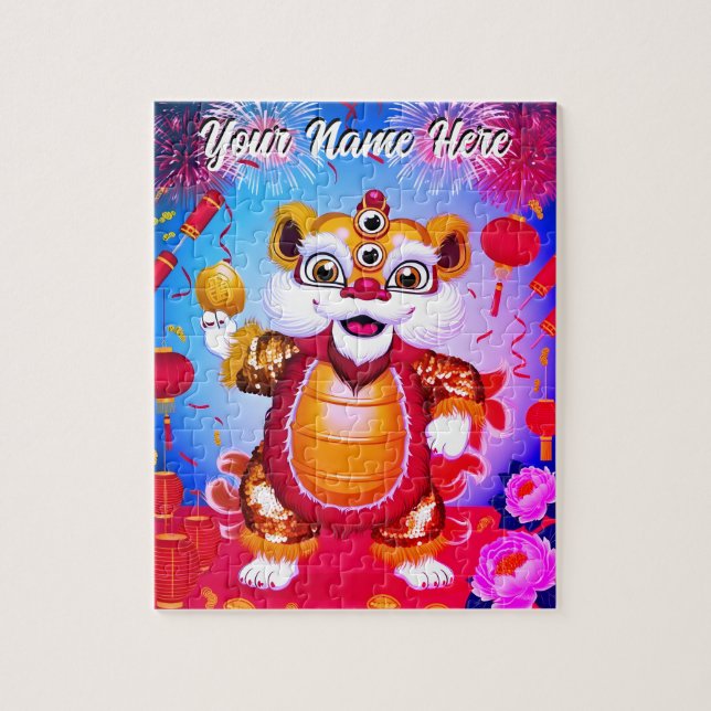 Cute Chinese Lion Dance Jigsaw Puzzle (Vertical)