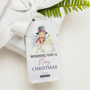Cute Chirstmas Snowman Gift Etiqueta