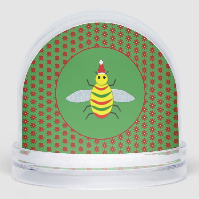 Cute Christmas Bee and Poinsettia Flowers (Anverso)