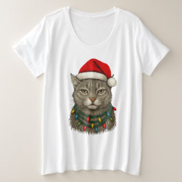 Cute Christmas Cat Wearing Santa Hat and Holiday 