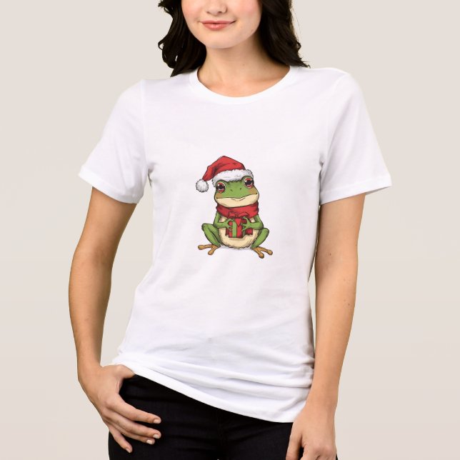 Cute Christmas Frog Sweater - Santa Frog Holding G (Anverso)