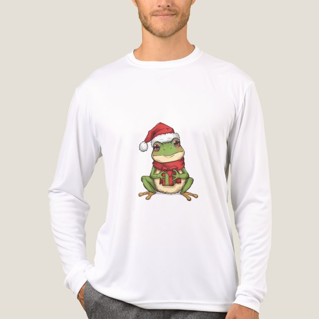 Cute Christmas Frog Sweater - Santa Frog Holding G (Anverso )