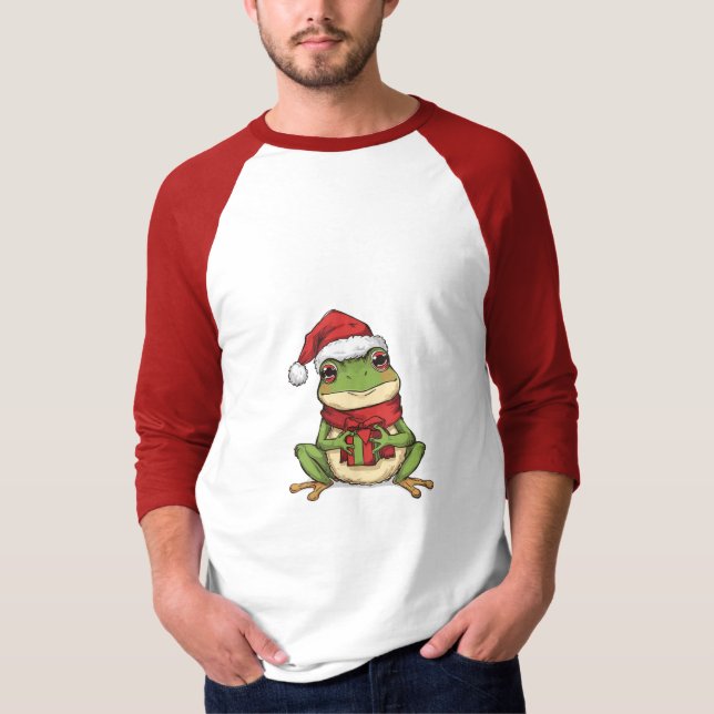 Cute Christmas Frog Sweater - Santa Frog Holding G (Anverso)