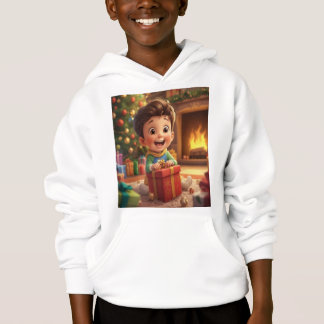 Cute Christmas Gift Opening Cartoon Kid Hoodie – H
