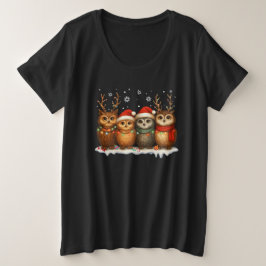 Cute Christmas Owls with Santa Hats & Reindeer 