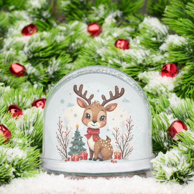 Cute Christmas Reindeer Scene Snowy Forest (Navidad)