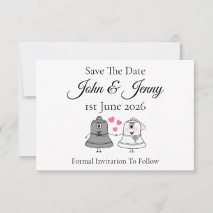Cute Church Bells Wedding Salven la fecha