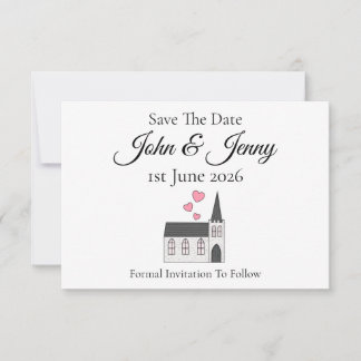 Cute Church Wedding Save The Date